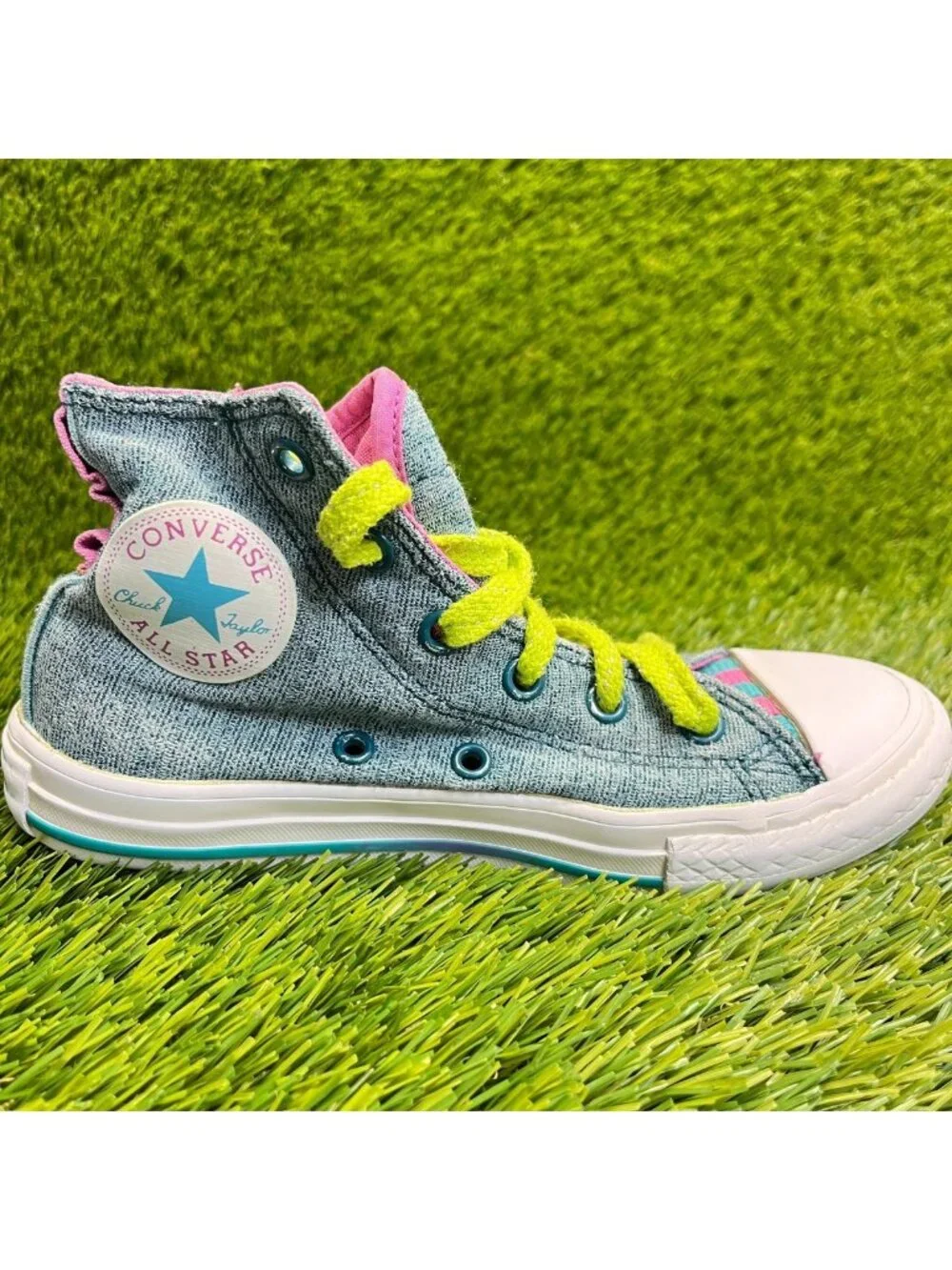 Converse Chuck Taylor All Star Girls Size 13C Blue Pink Athletic Shoes Sneakers